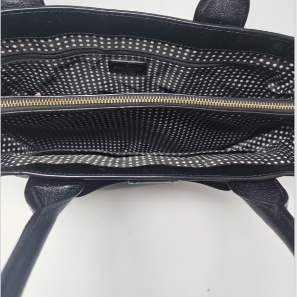 Kate Spade Black Leather Harrison Elena Bow Top Handle Shoulder Purse Bag duster - Picture 9 of 12
